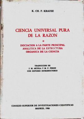 CIENCIA UNIVERSAL PURA DE LA RAZN O INICIACIN A LA PARTE PRINCIPAL ANALTICA D