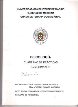 PSICOLOGA. CUADERNO DE PRCTICAS CURSO 2012-2013