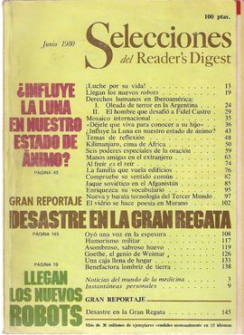 SELECCIONES DEL READER'S DIGEST. JUNIO 1980/ LOS NUEVOS ROBOTS/ DERECHOS HUMANOS-IBEROAMRICA/KILIMANJARO/ JAQUE SOVITICO-AFGANISTN/ GOETHE/...