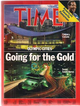 TIME. NUM. 39, SEPTEM. 28, 1987/ OLYMPIC CITIES. GOING FOR THE GOLD/...