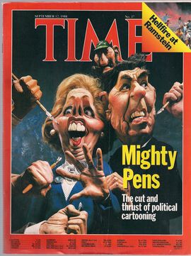 TIME. N. 37, SEPTEMBER 12, 1988/ MIGHTY PENS. THE CUT AND THRUST OF POLITICAL CARTOONING/ HELLFIRE AT RAMSTEIN/...