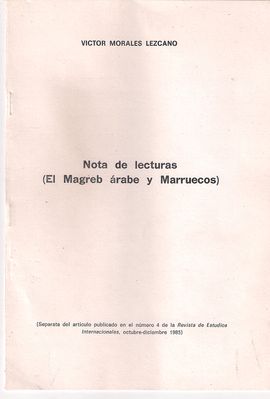 NOTA DE LECTURAS (EL MAGREB ARABE Y MARRRUECOS)