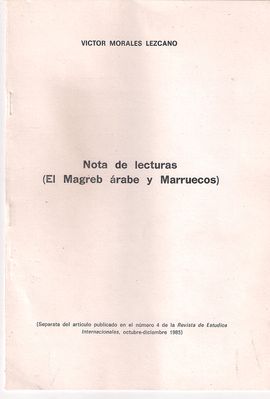 NOTA DE LECTURAS (EL MAGREB ARABE Y MARRRUECOS)
