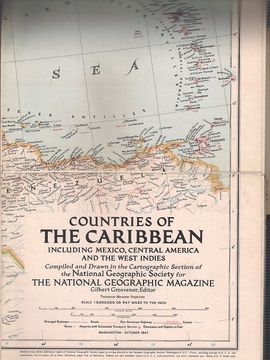 COUNTRIES OF THE CARIBBEAN INCLUDING MEXICO, CENTRAL AMERICA AND THE WEST INDIES 1947 (MAP ONLY)