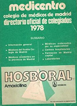 MEDICENTRO 1978. COLEGIO DE MDICOS DE MADRID. DIRECTORIO OFICIAL DE COLEGIADOS